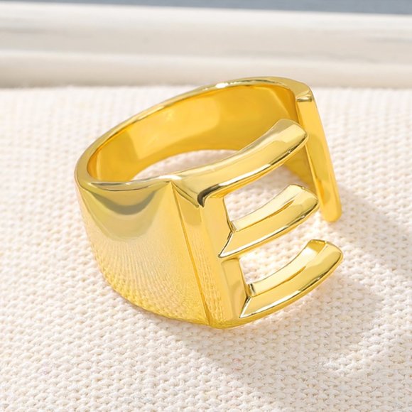 New!! 18k gold plated A-Z Letter Rings Adjustable - Picture 8 of 15